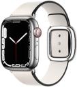 Apple Watch Series 7 45mm Silver Stainless Steel Case with Apple OEM Band A2477 GPS Cellular