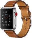 Apple Watch Series 3 Hermes 38mm Stainless Steel Case with Fauve Barenia Leather Single Tour MQLM2LL/A GPS Cellular