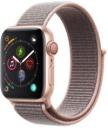 Apple Watch Series 4 44mm Gold Aluminum Case with Pink Fabric Sport Loop MTV12LL/A GPS Cellular