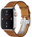Apple Watch Series 4 Hermes 44mm Stainless Steel Case with Fauve Barenia Single Tour Deployment Buckle MU6U2LL/A GPS Cellular