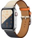 Apple Watch Series 4 Hermes 44mm Stainless Steel Case with Indigo Craie Orange Leather Single Tour MU6X2LL/A GPS Cellular