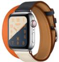 Apple Watch Series 4 Hermes 40mm Stainless Steel Case with Indigo Craie Orange Leather Double Tour MU7K2LL/A GPS Cellular