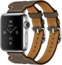 Apple Watch Series 2 Hermes 38mm Stainless Steel Case with Etoupe Swift Leather Double Buckle Cuff MNQ72LL/A