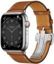 Apple Watch Series 7 Hermes 45mm Silver Stainless Steel Case with Single Tour Deployment Buckle A2477 GPS Cellular