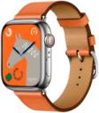 Apple Watch Series 8 Hermes 41mm Silver Stainless Steel Case with Leather Single Tour A2772 GPS Cellular